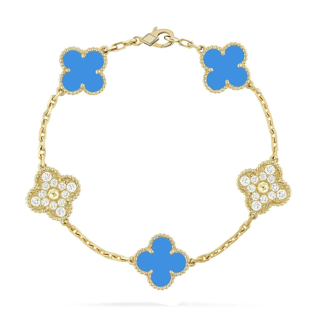 [⭐Sparkve] CLOVER 5 MOTIF BLUE AGATE BRACELET COLLECTION