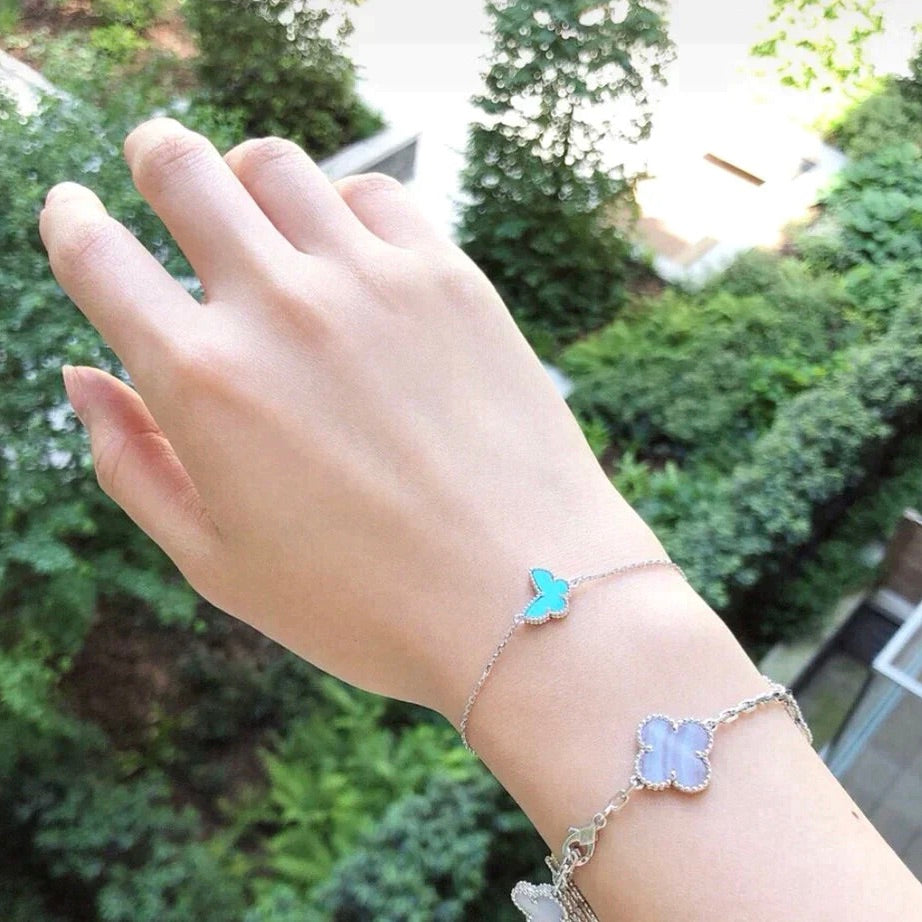 [⭐Sparkve]BUTTERFLY TURQUOISE BUTTERFLY BRACELET SILVER