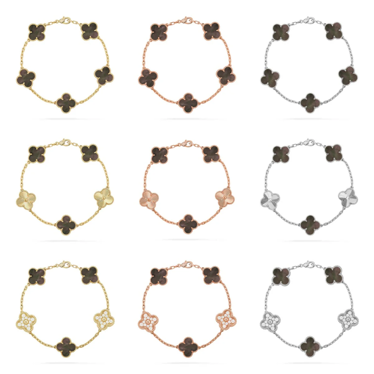 [⭐Sparkve] CLOVER 5 MOTIF GRAY MOP BRACELET COLLECTION