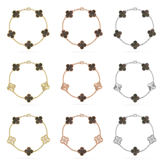 [⭐Sparkve] CLOVER 5 MOTIF GRAY MOP BRACELET COLLECTION