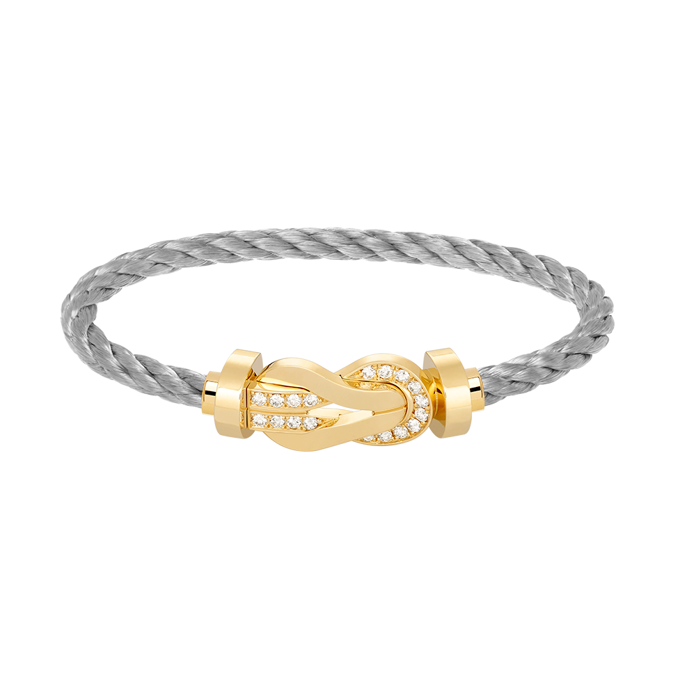 [⭐Sparkve]CHANCE LARGE 8 FIGURE BUCKLE HALF DIAMOND BRACELET GOLD