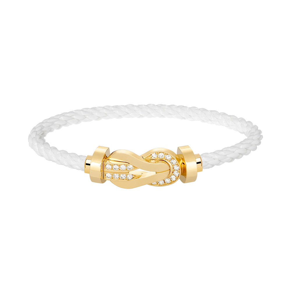 [⭐Sparkve]CHANCE LARGE 8 FIGURE BUCKLE HALF DIAMOND BRACELET GOLD