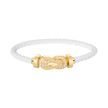 [⭐Sparkve]CHANCE LARGE 8 FIGURE BUCKLE HALF DIAMOND BRACELET GOLD