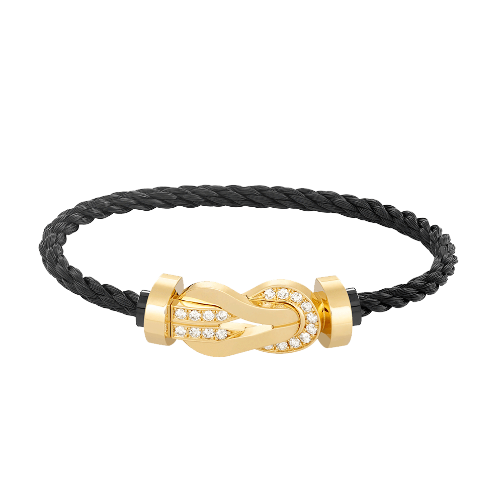 [⭐Sparkve]CHANCE LARGE 8 FIGURE BUCKLE HALF DIAMOND BRACELET GOLD