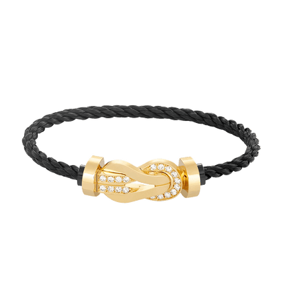 [⭐Sparkve]CHANCE LARGE 8 FIGURE BUCKLE HALF DIAMOND BRACELET GOLD