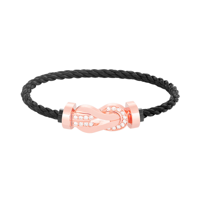 [⭐Sparkve]CHANCE LARGE 8 FIGURE BUCKLE HALF DIAMOND BRACELET ROSE GOLD