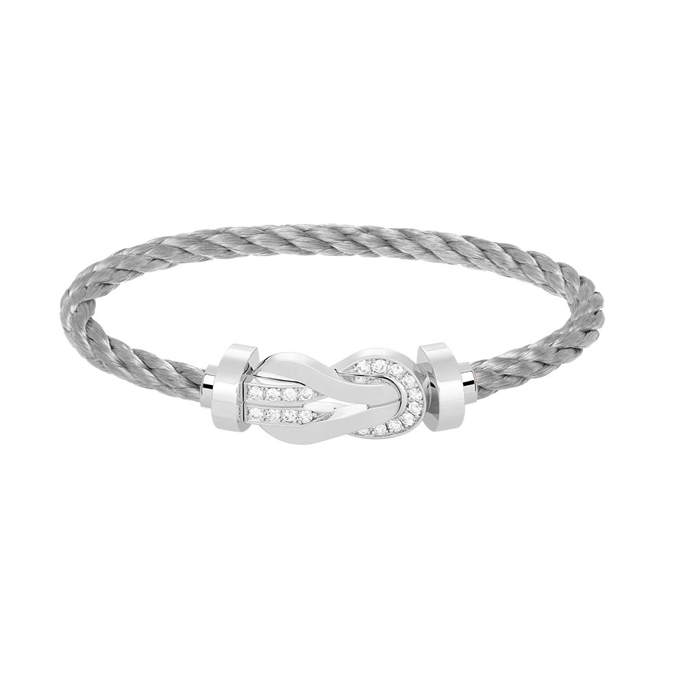 [⭐Sparkve]CHANCE LARGE 8 FIGURE BUCKLE HALF DIAMOND BRACELET SILVER
