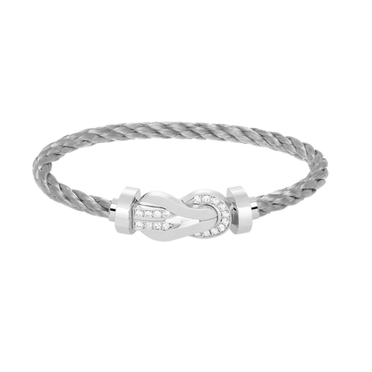 [⭐Sparkve]CHANCE LARGE 8 FIGURE BUCKLE HALF DIAMOND BRACELET SILVER