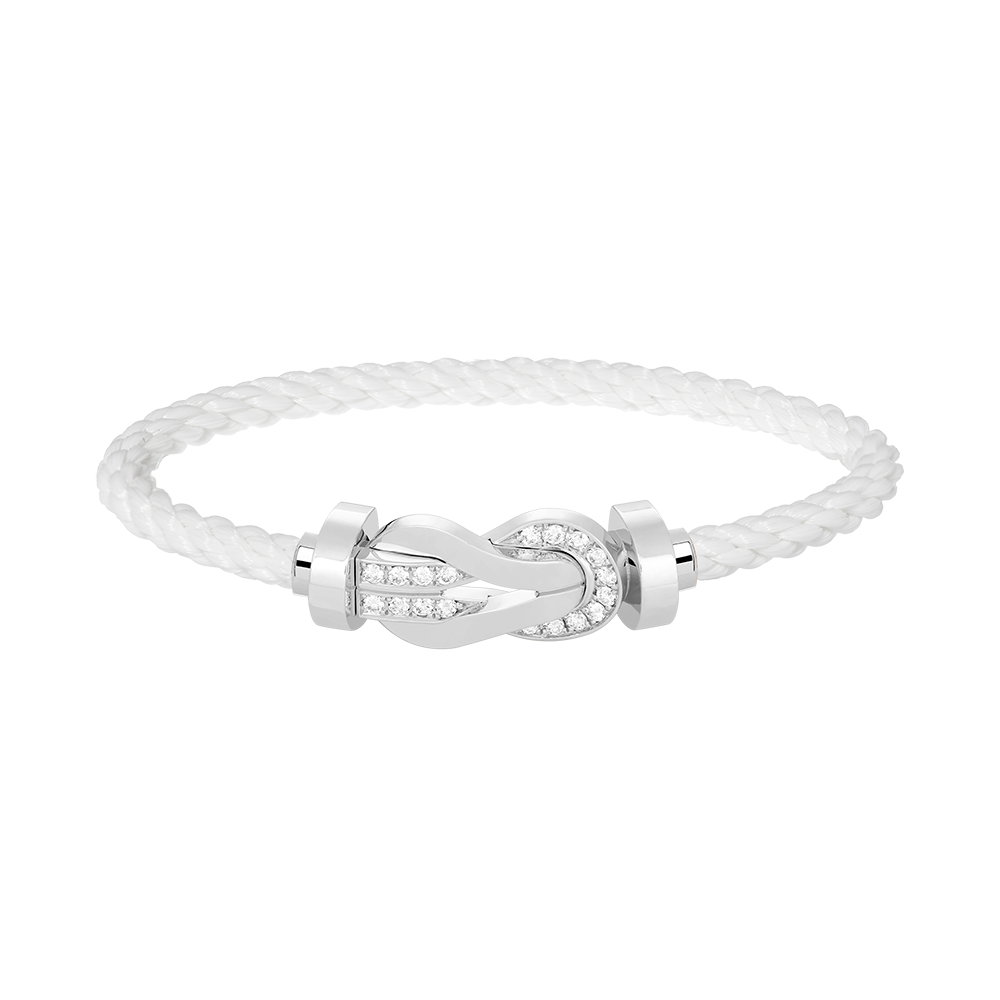 [⭐Sparkve]CHANCE LARGE 8 FIGURE BUCKLE HALF DIAMOND BRACELET SILVER