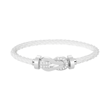 [⭐Sparkve]CHANCE LARGE 8 FIGURE BUCKLE HALF DIAMOND BRACELET SILVER