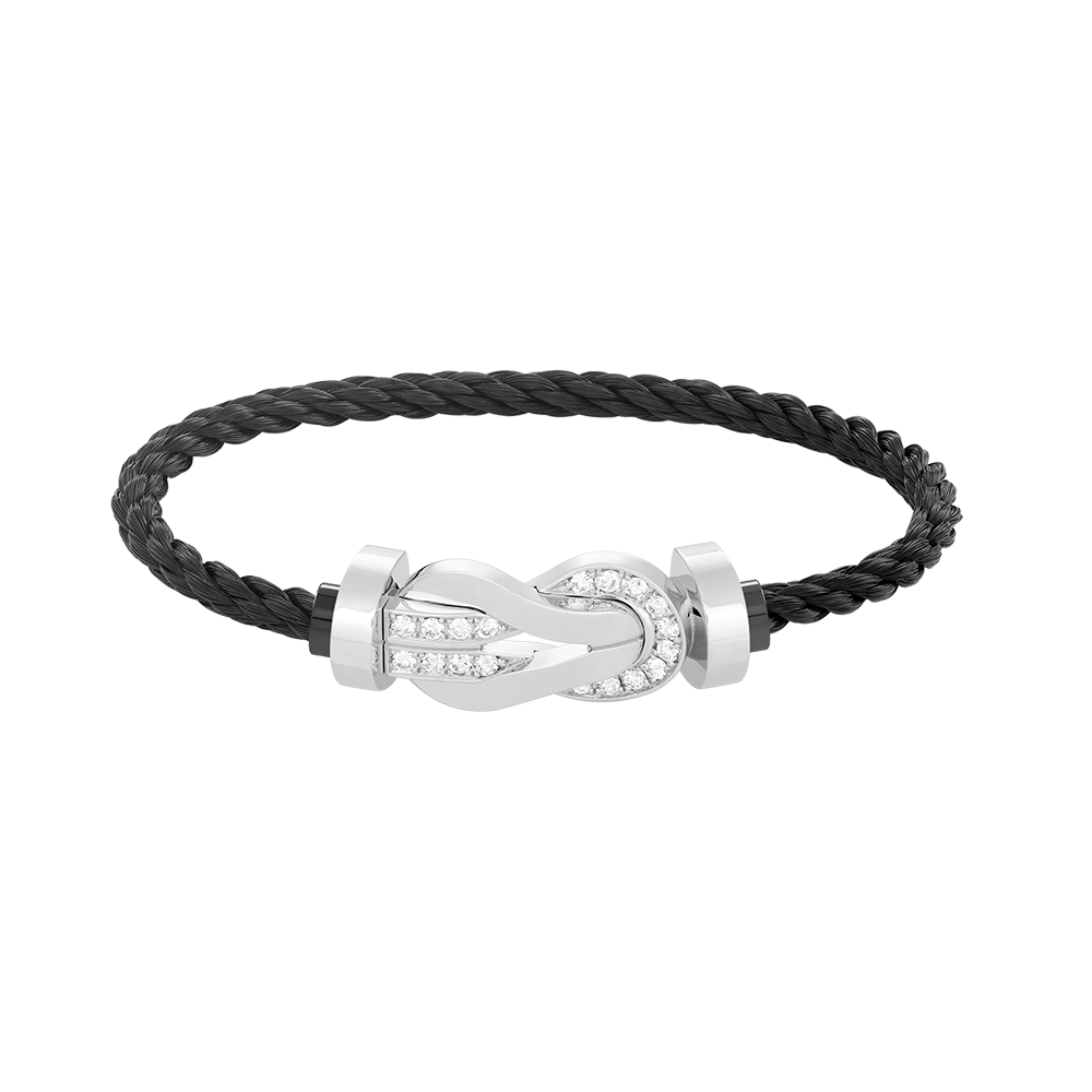 [⭐Sparkve]CHANCE LARGE 8 FIGURE BUCKLE HALF DIAMOND BRACELET SILVER