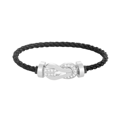 [⭐Sparkve]CHANCE LARGE 8 FIGURE BUCKLE HALF DIAMOND BRACELET SILVER