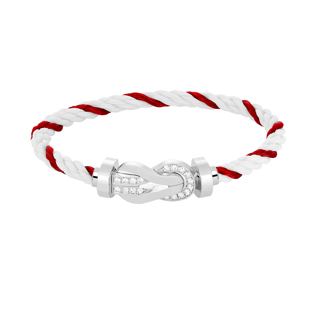 [⭐Sparkve]CHANCE LARGE 8 FIGURE BUCKLE HALF DIAMOND BRACELET SILVER