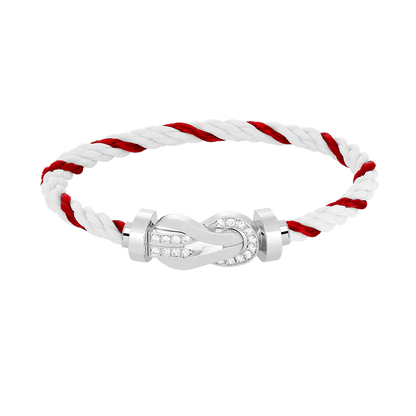 [⭐Sparkve]CHANCE LARGE 8 FIGURE BUCKLE HALF DIAMOND BRACELET SILVER