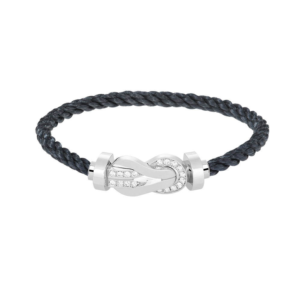 [⭐Sparkve]CHANCE LARGE 8 FIGURE BUCKLE HALF DIAMOND BRACELET SILVER