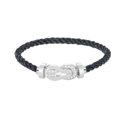 [⭐Sparkve]CHANCE LARGE 8 FIGURE BUCKLE HALF DIAMOND BRACELET SILVER