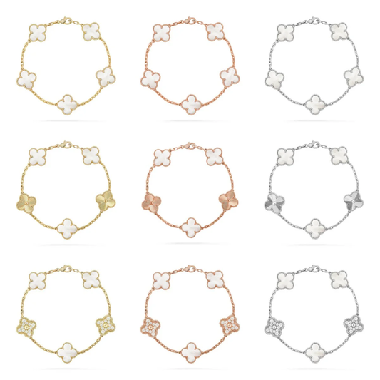 [⭐Sparkve]CLOVER WHITE PEARL MOP 5 MOTIF BRACELET COLLECTION