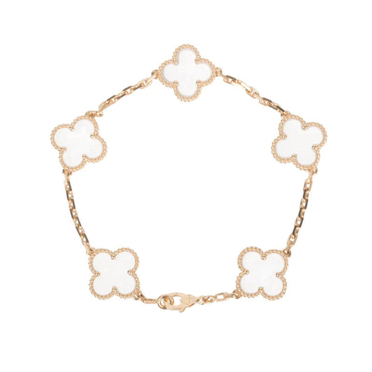 [⭐Sparkve]CLOVER 5 MOTIF ROCK CRYSTAL BRACELET