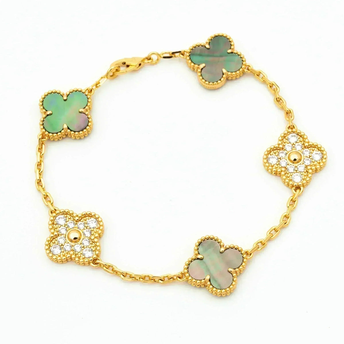 [⭐Sparkve] CLOVER 5 MOTIF GRAY MOP BRACELET COLLECTION