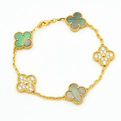 [⭐Sparkve] CLOVER 5 MOTIF GRAY MOP BRACELET COLLECTION