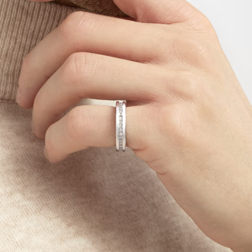 [⭐Sparkve]ZERO 1 ONE-BAND PAVED DIAMONDS ON THE SPIRAL RING