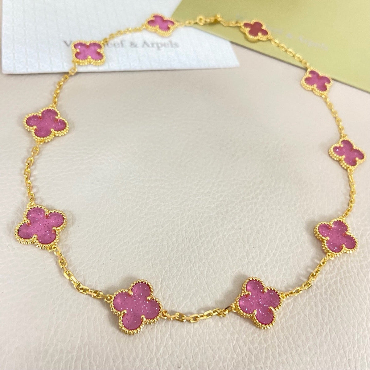 [⭐Sparkve]CLOVER 10 MOTIFS  NEW BUBBLE PINK ENAMEL