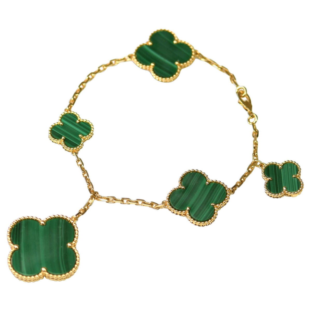 [⭐Sparkve]MAGIC CLOVER MALACHITE GOLD BRACELET 5 MOTIFS