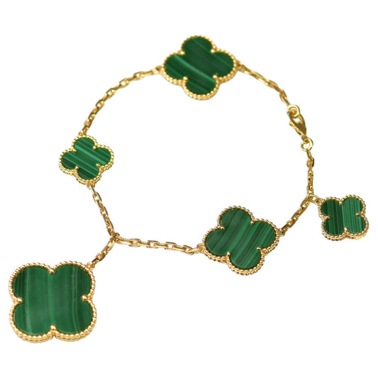[⭐Sparkve]MAGIC CLOVER MALACHITE GOLD BRACELET 5 MOTIFS