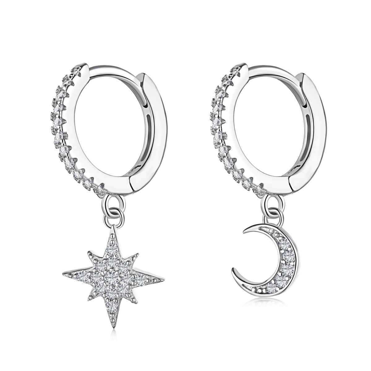 [⭐Sparkve Jewelry]Star and Moon Asymmetric Earrings