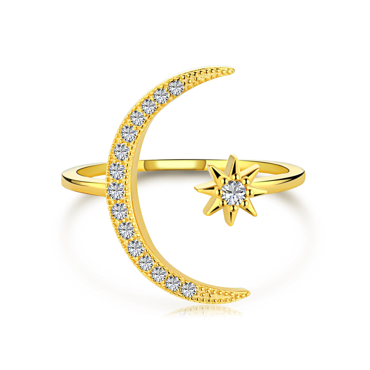 [⭐Sparkve Jewelry]Eternity Moon & Star Ring