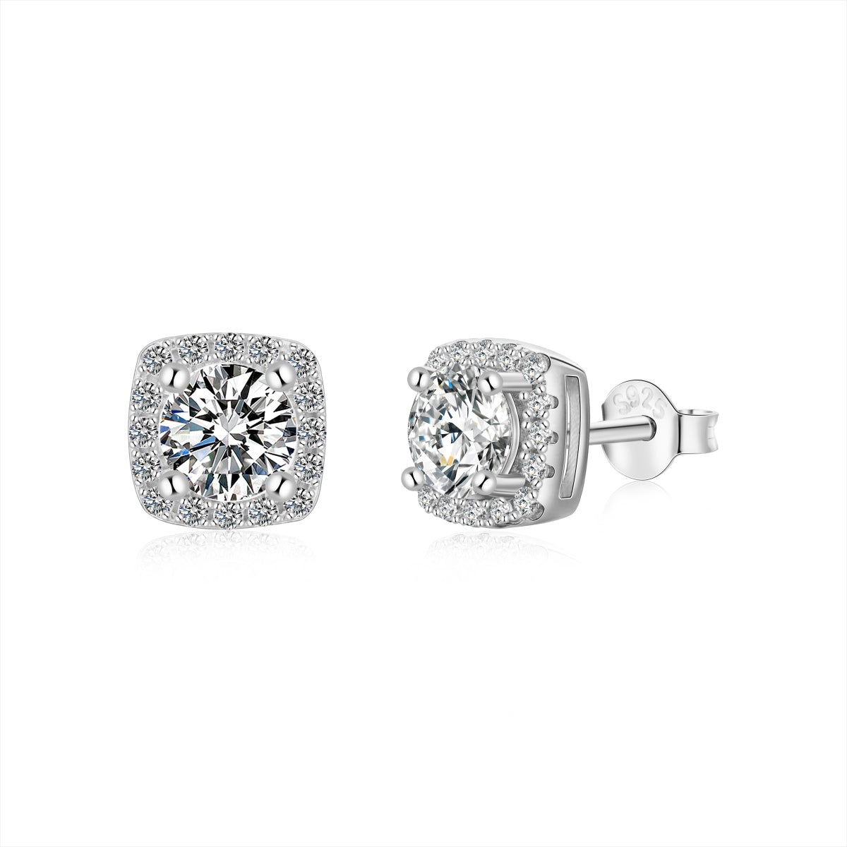 [⭐Sparkve Jewelry]Classic Round Center Stone Stud Earrings
