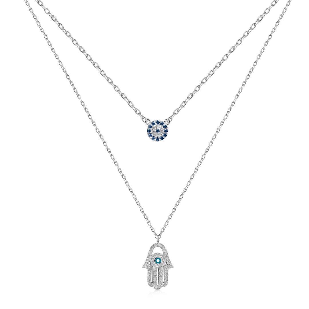 [⭐Sparkve Jewelry]Demon Eye Hamsa Palm Necklace