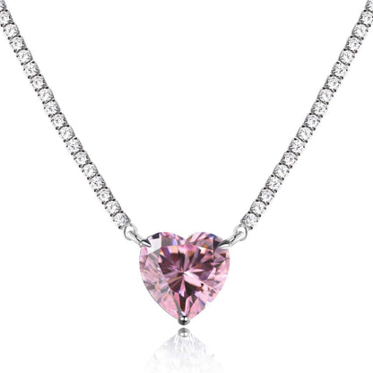 [⭐Sparkve Jewelry]8.0 Carat Versatile Colorful Sweet Heart-Shaped Tennis Necklace