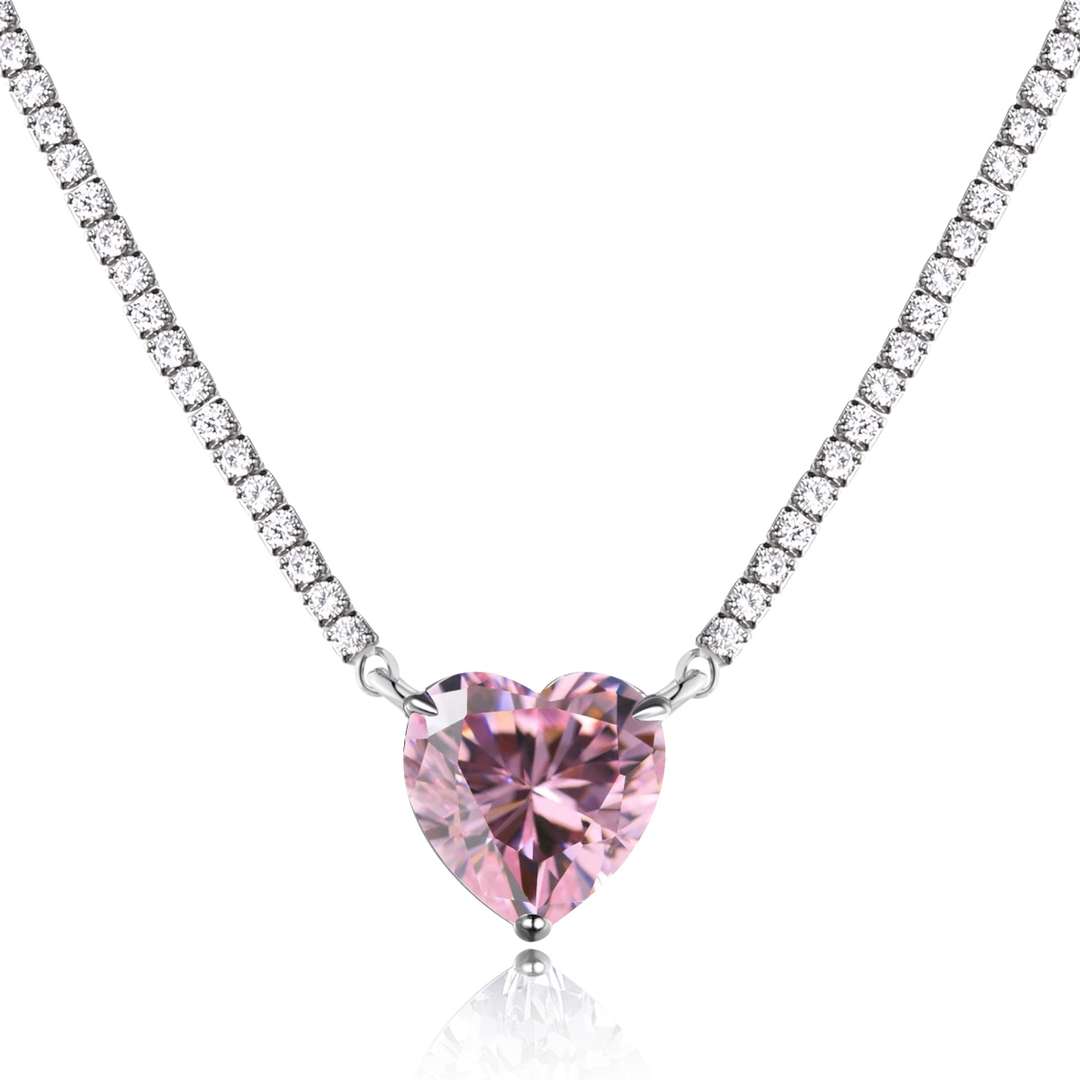 [⭐Sparkve Jewelry]8.0 Carat Versatile Colorful Sweet Heart-Shaped Tennis Necklace