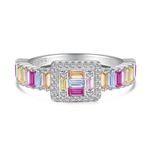 [⭐Sparkve Jewelry]Exquisite Colorful Radiant Cut Party Ring