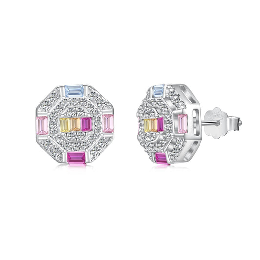 [⭐Sparkve Jewelry]Ornate Colorful Octagon Shape Daily Earrings