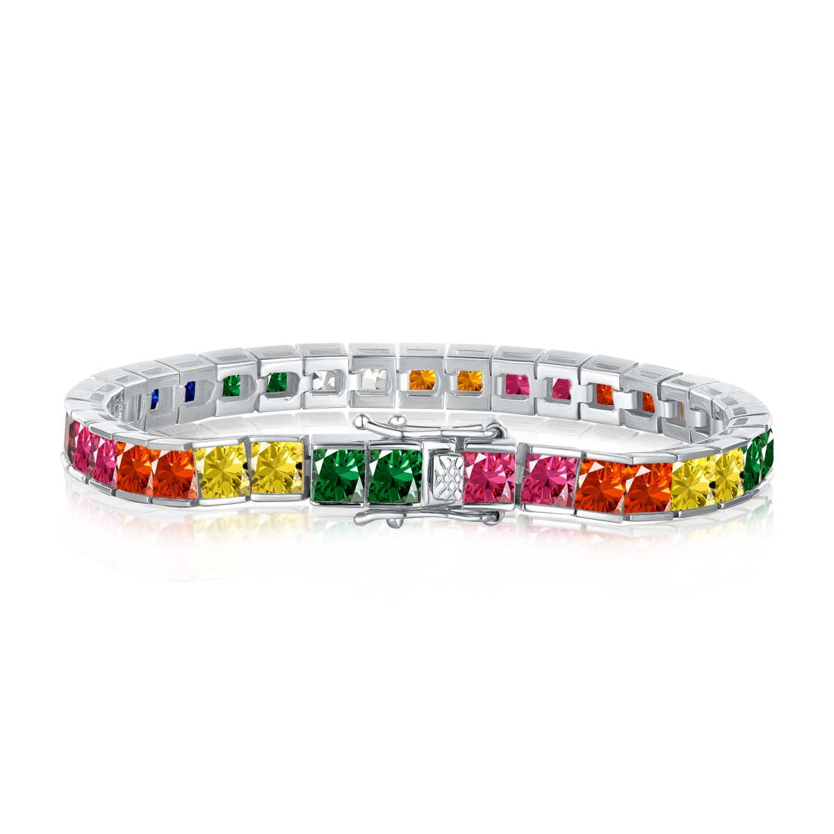[⭐Sparkve Jewelry]Radiant Colorful Princess Cut Tennis Bracelet