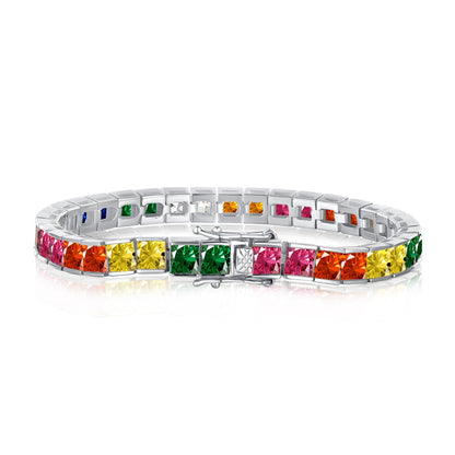 [⭐Sparkve Jewelry]Radiant Colorful Princess Cut Tennis Bracelet