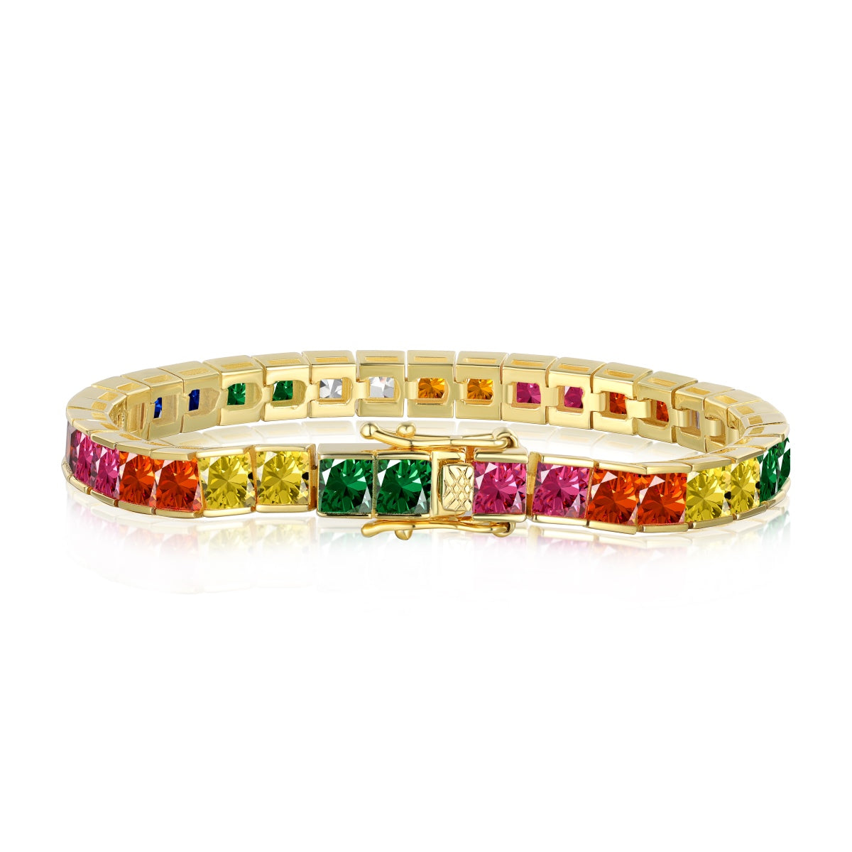 [⭐Sparkve Jewelry]Radiant Colorful Princess Cut Tennis Bracelet