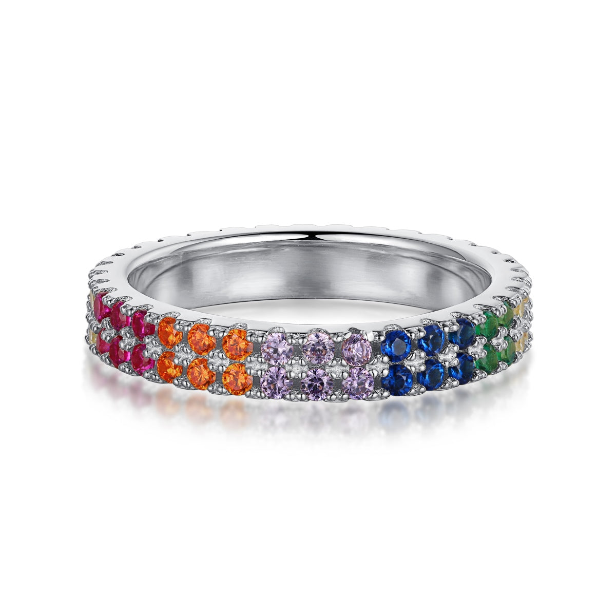 [⭐Sparkve Jewelry]Unique Colorful Round Cut Tennis Ring