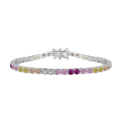 [⭐Sparkve Jewelry]Radiant Colorful Round Cut Tennis Bracelet