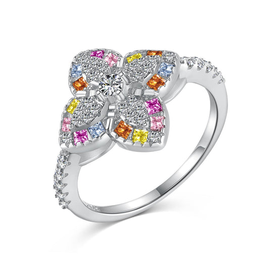 [⭐Sparkve Jewelry]Luxurious Colorful Flower Shape Banquet Ring