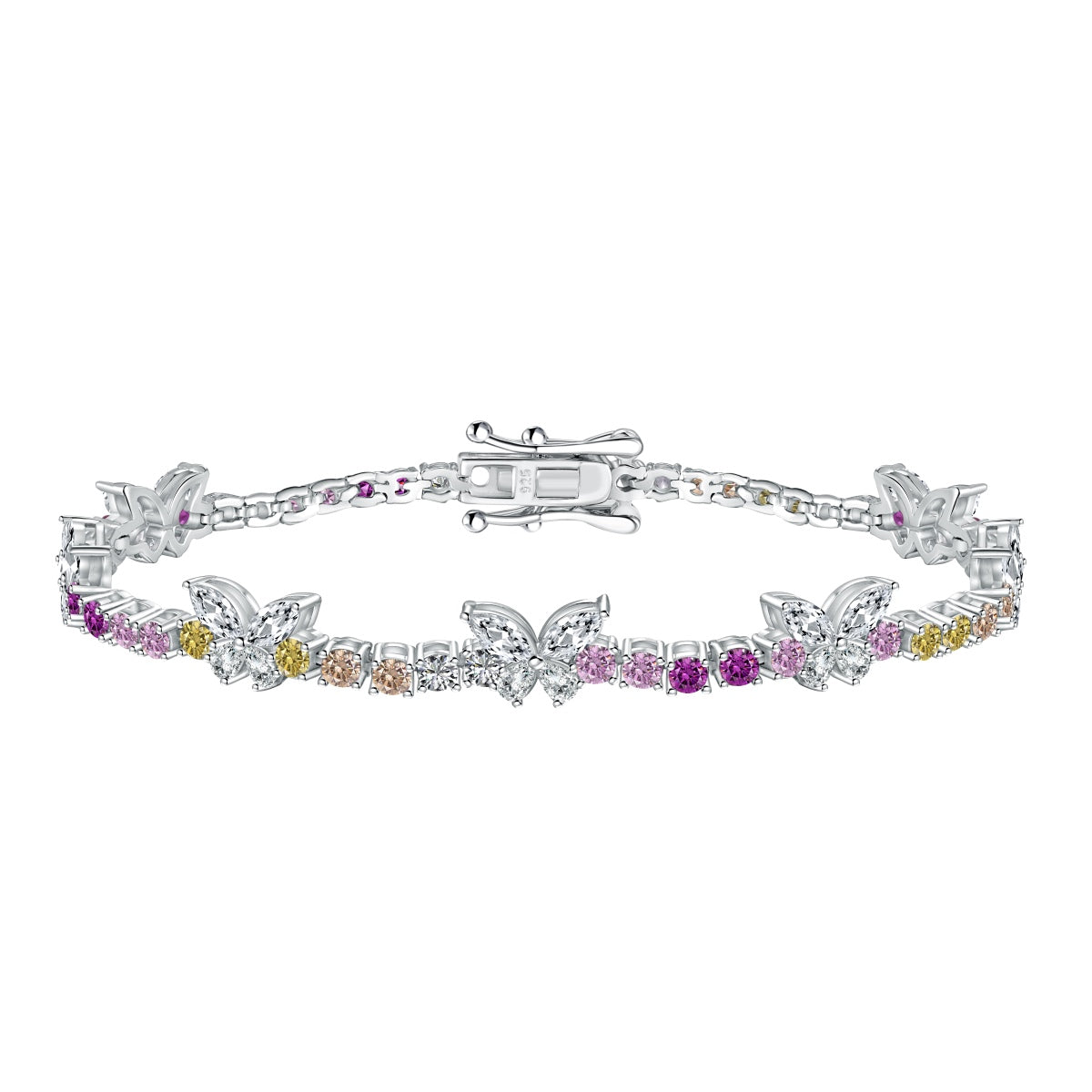 [⭐Sparkve Jewelry]Ornate Colorful Butterfly Shape Round Cut Daily Bracelet