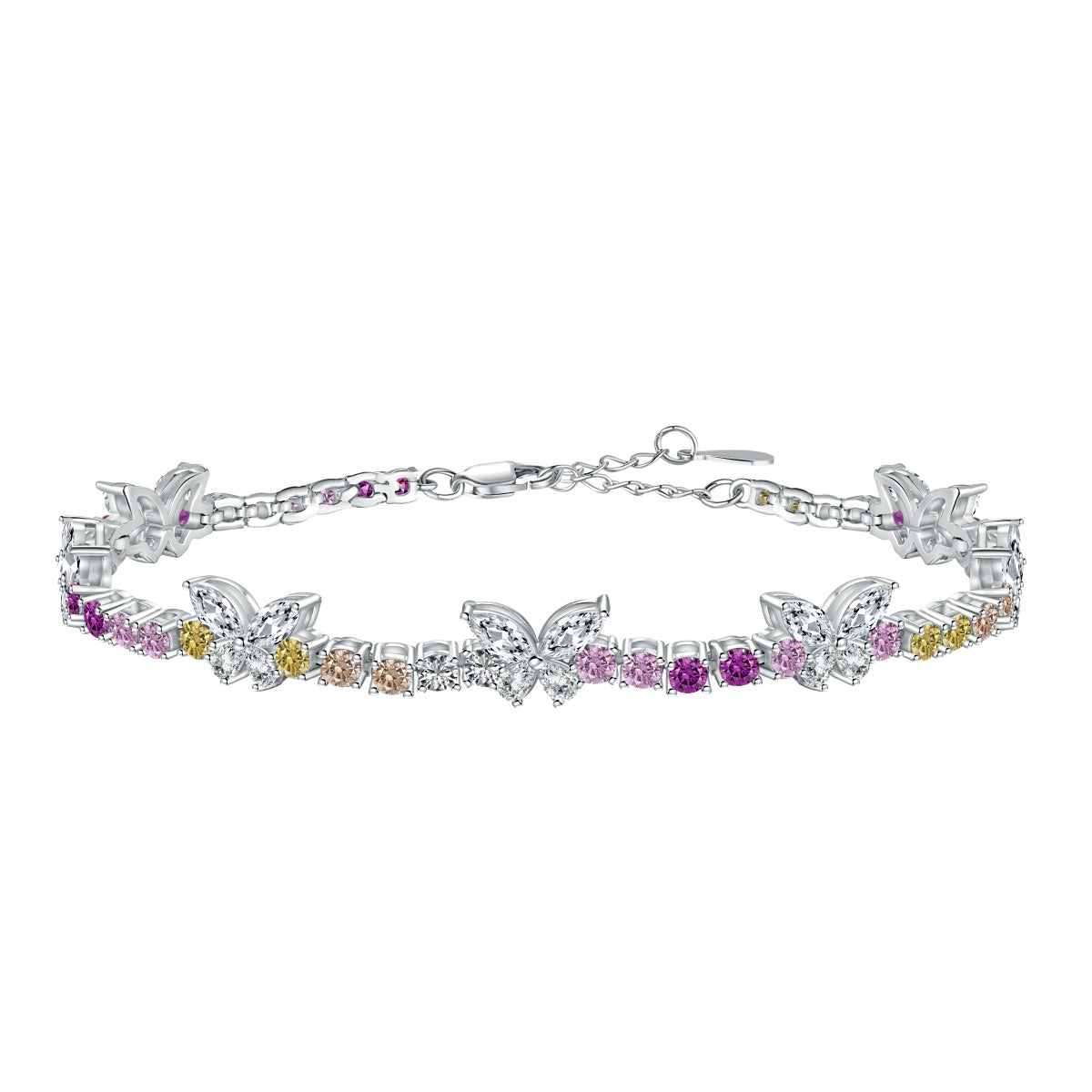 [⭐Sparkve Jewelry]Ornate Colorful Butterfly Shape Round Cut Daily Bracelet