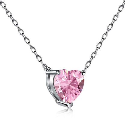 [⭐Sparkve Jewelry]Heart Shape Main Stone Pendant Collarbone Necklace
