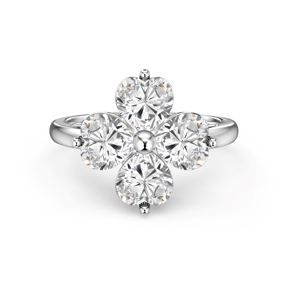 [⭐Sparkve Jewelry]Heart-shaped Four-Leaf Clover Ball Ring