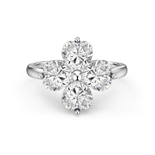 [⭐Sparkve Jewelry]Heart-shaped Four-Leaf Clover Ball Ring