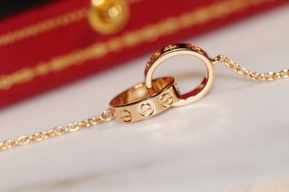 [⭐Sparkve]LOVE NECKLACE PINK GOLD AND SILVER