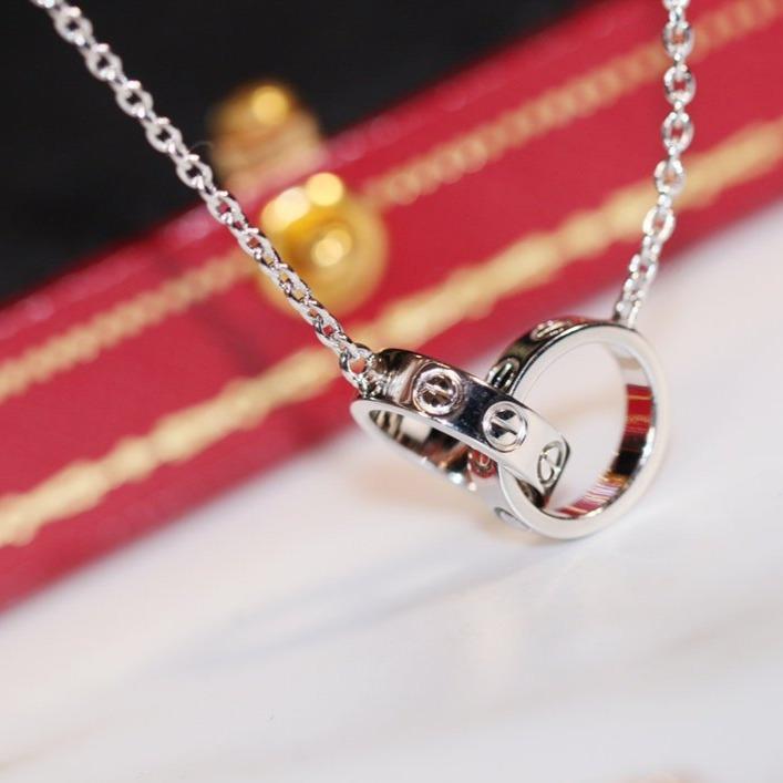 [⭐Sparkve]LOVE NECKLACE PINK GOLD AND SILVER