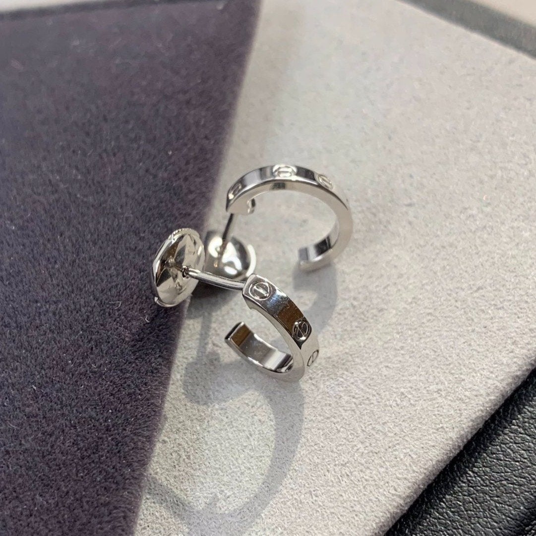 [⭐Sparkve]LOVE EARRINGS 2.65MM SILVER